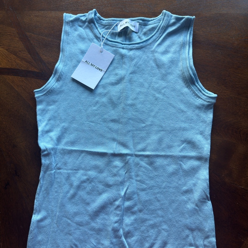REVOLVE Pale Blue Sleeveless Ribbed Tank Top